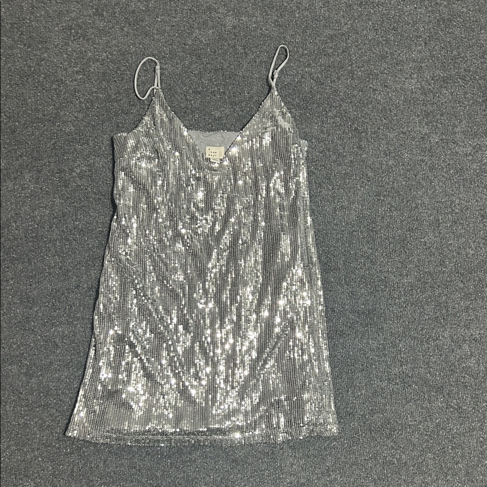 a new day Silver Sequin V-Neck Tank Top